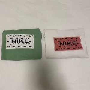 pink and green nike hooded tees